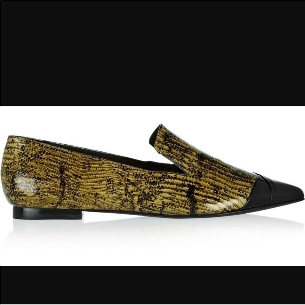 Tibi Anya Glossed Lizard-Effect Loafers Size Us7.5/Eu 37.5